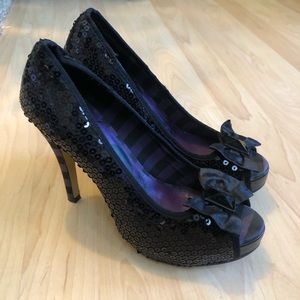 Iron Fist Black Sequin purple stripe heel